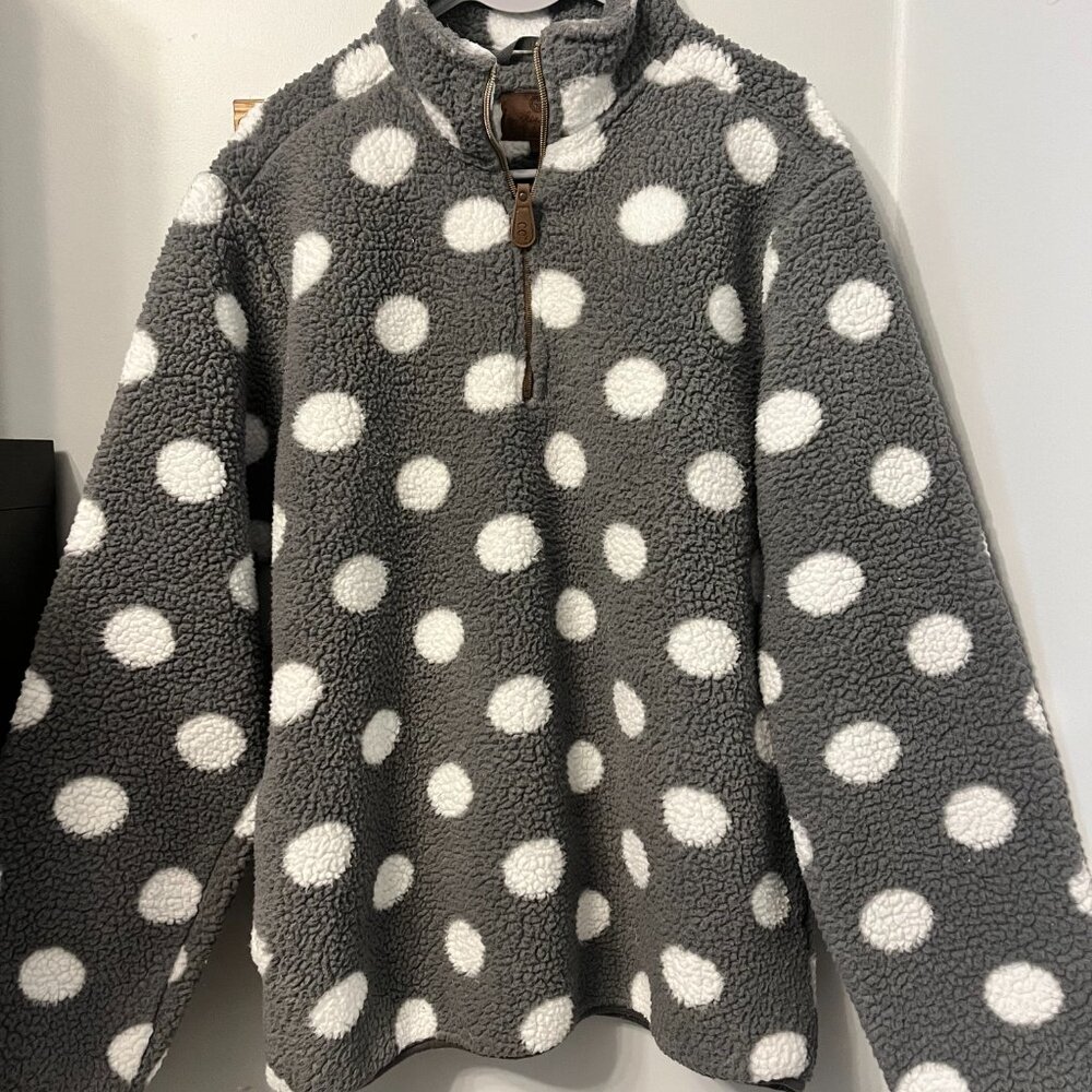Girlie Girl Originals C.C. Sherpa 1/4 zip polka dot pullover